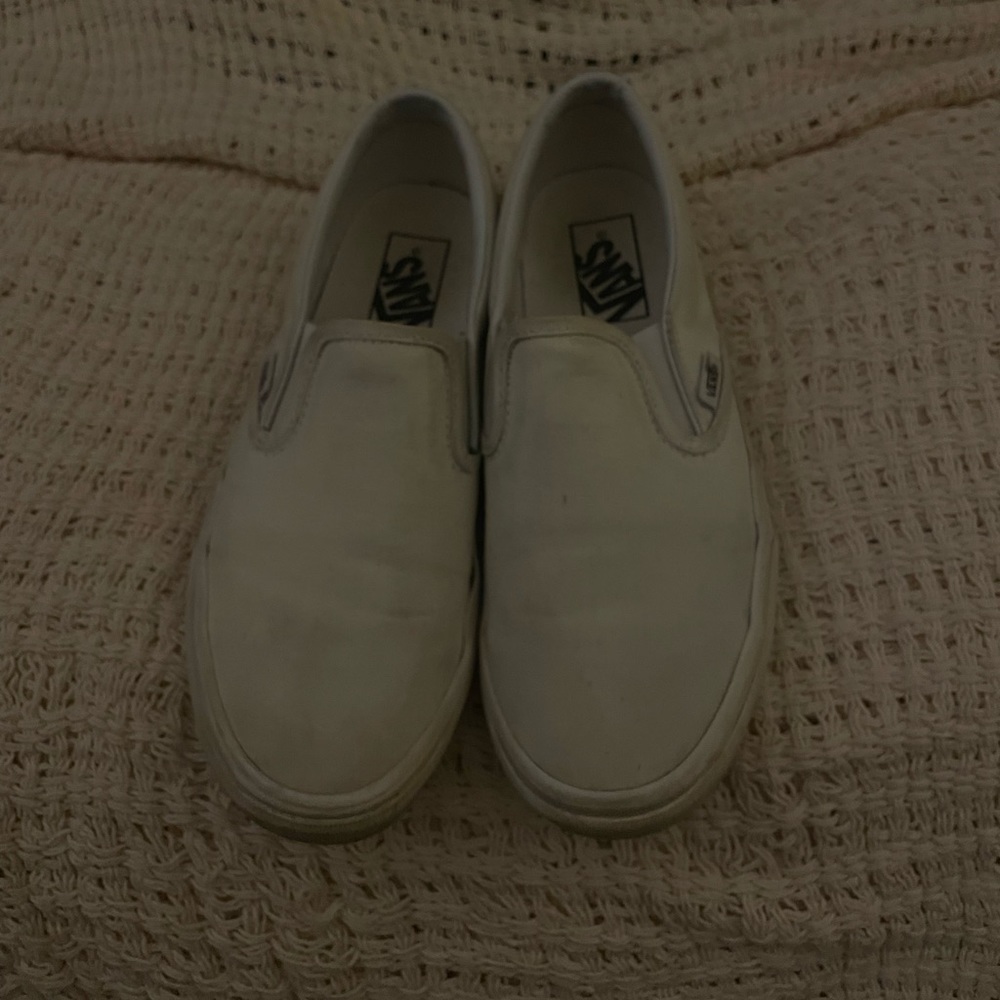 White Slip On Vans